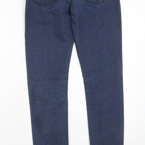 H&M Girls Blue Cotton Skinny Jeans Size 13-14 Years Regular Zip