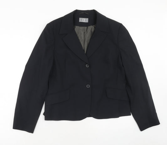 AMARANTO Womens Black Polyester Jacket Suit Jacket Size 16