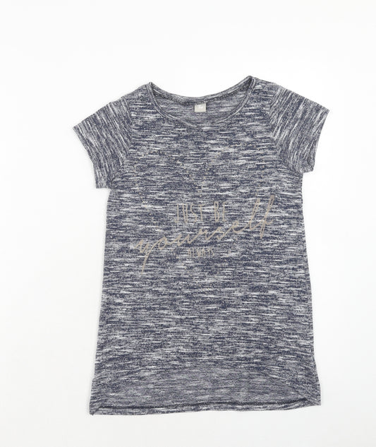 TU Girls Grey Polyester Basic T-Shirt Size 10 Years Round Neck Pullover - Just Be Yourself Always