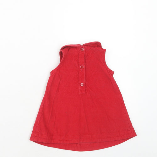 NEXT Girls Red Cotton A-Line Size 3-6 Months Round Neck Button