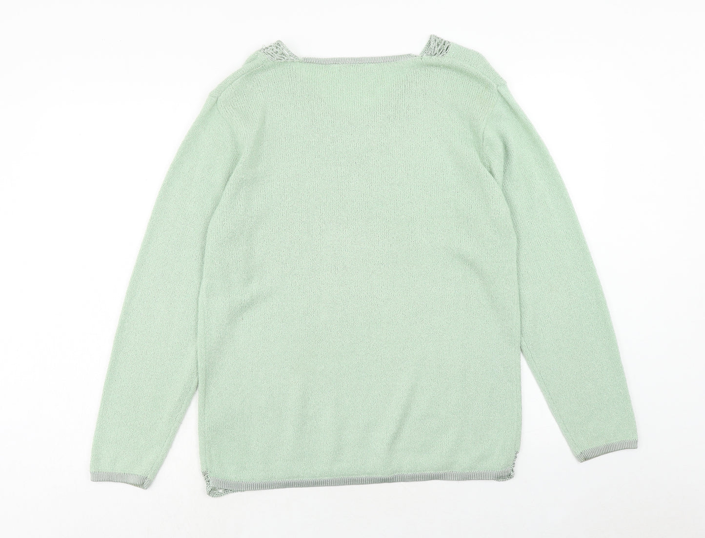 Elizabeth Scott Mens Green V-Neck Acrylic Pullover Jumper Size M Long Sleeve