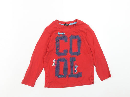 George Boys Red Cotton Basic T-Shirt Size 3-4 Years Round Neck Pullover - Cool