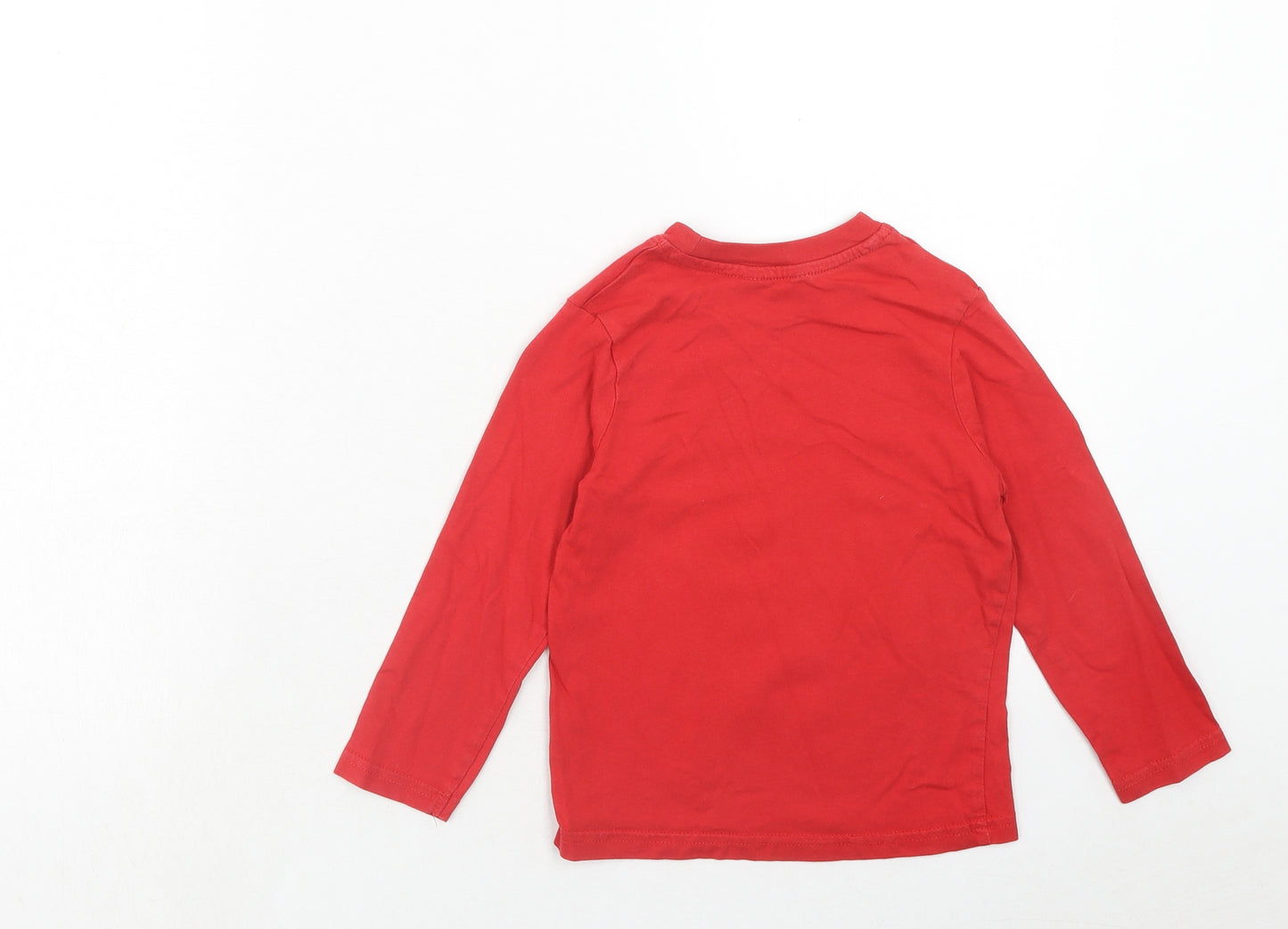 George Boys Red Cotton Basic T-Shirt Size 3-4 Years Round Neck Pullover - Cool