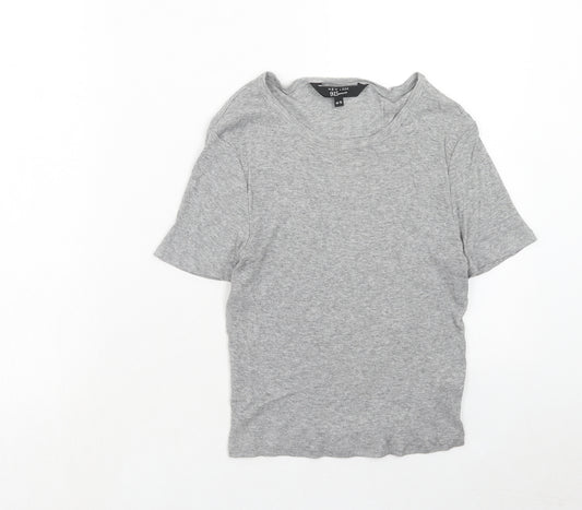 NEXT Girls Grey Cotton Basic T-Shirt Size 14-15 Years Round Neck Pullover