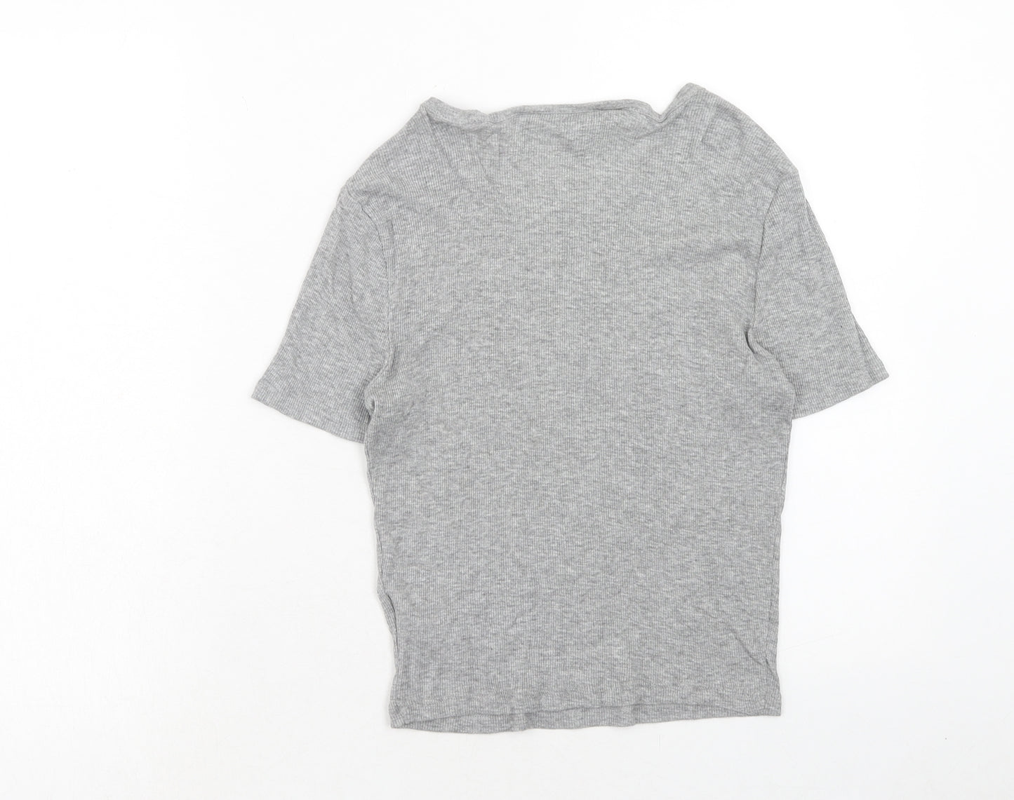 NEXT Girls Grey Cotton Basic T-Shirt Size 14-15 Years Round Neck Pullover