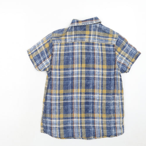NEXT Boys Blue Plaid Cotton Basic Button-Up Size 11 Years Collared Button