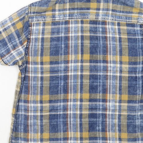 NEXT Boys Blue Plaid Cotton Basic Button-Up Size 11 Years Collared Button