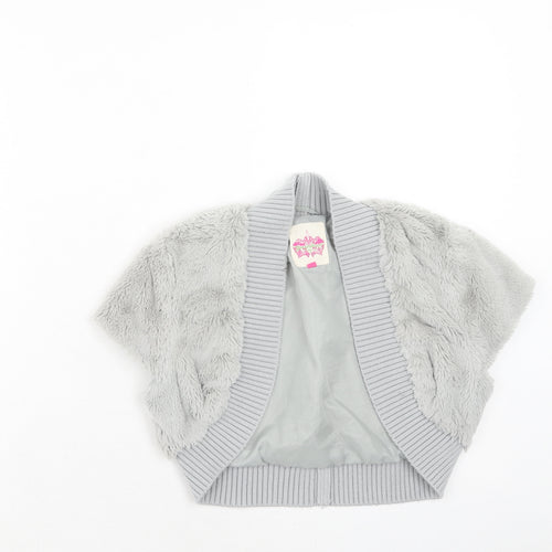 New Look Girls Grey V-Neck Polyester Cardigan Jumper Size 10-11 Years Pullover