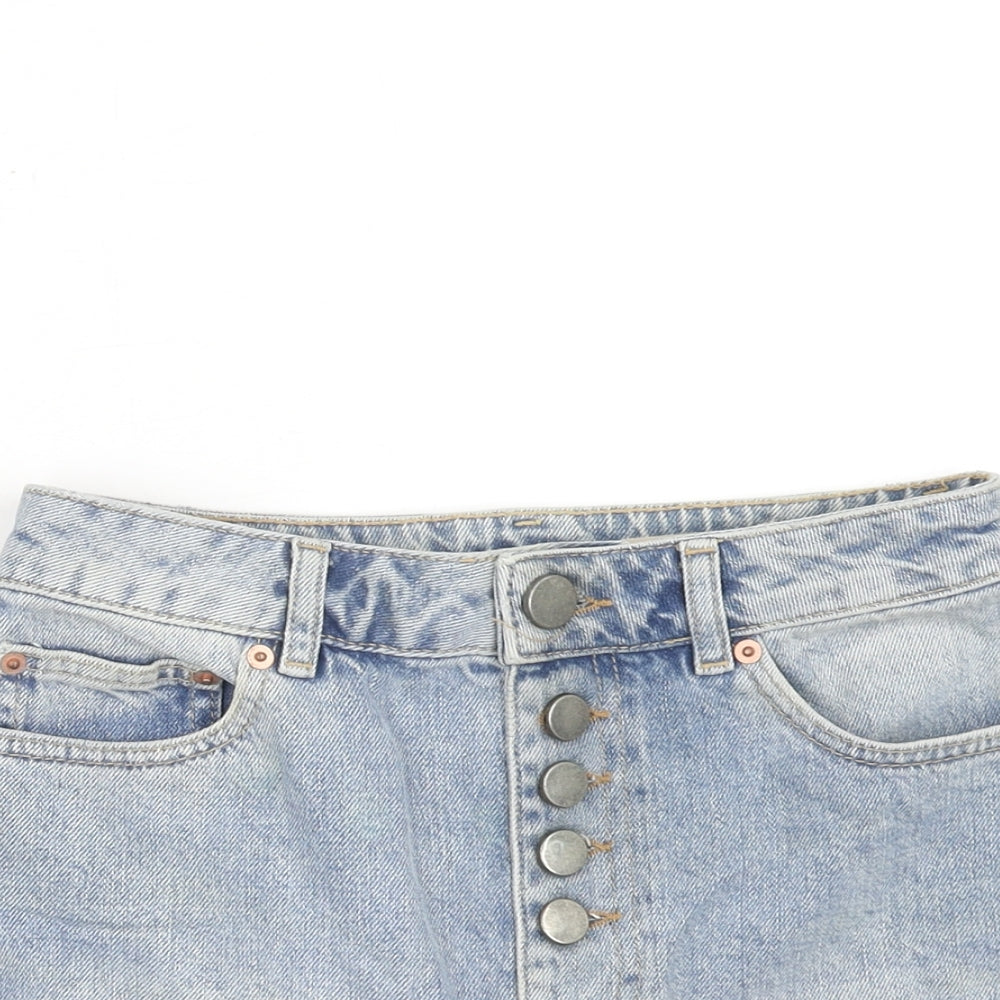 ASOS Womens Blue Cotton Cut-Off Shorts Size 6 Regular Button