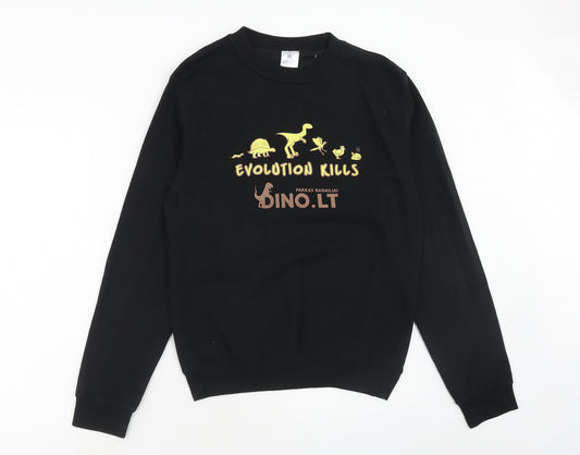 BC collection Mens Black Cotton Pullover Sweatshirt Size S - Dinosaur