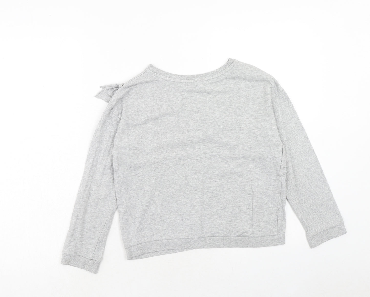 H&M Girls Grey Cotton Basic T-Shirt Size 8 Years Round Neck Pullover - 8-10 Years