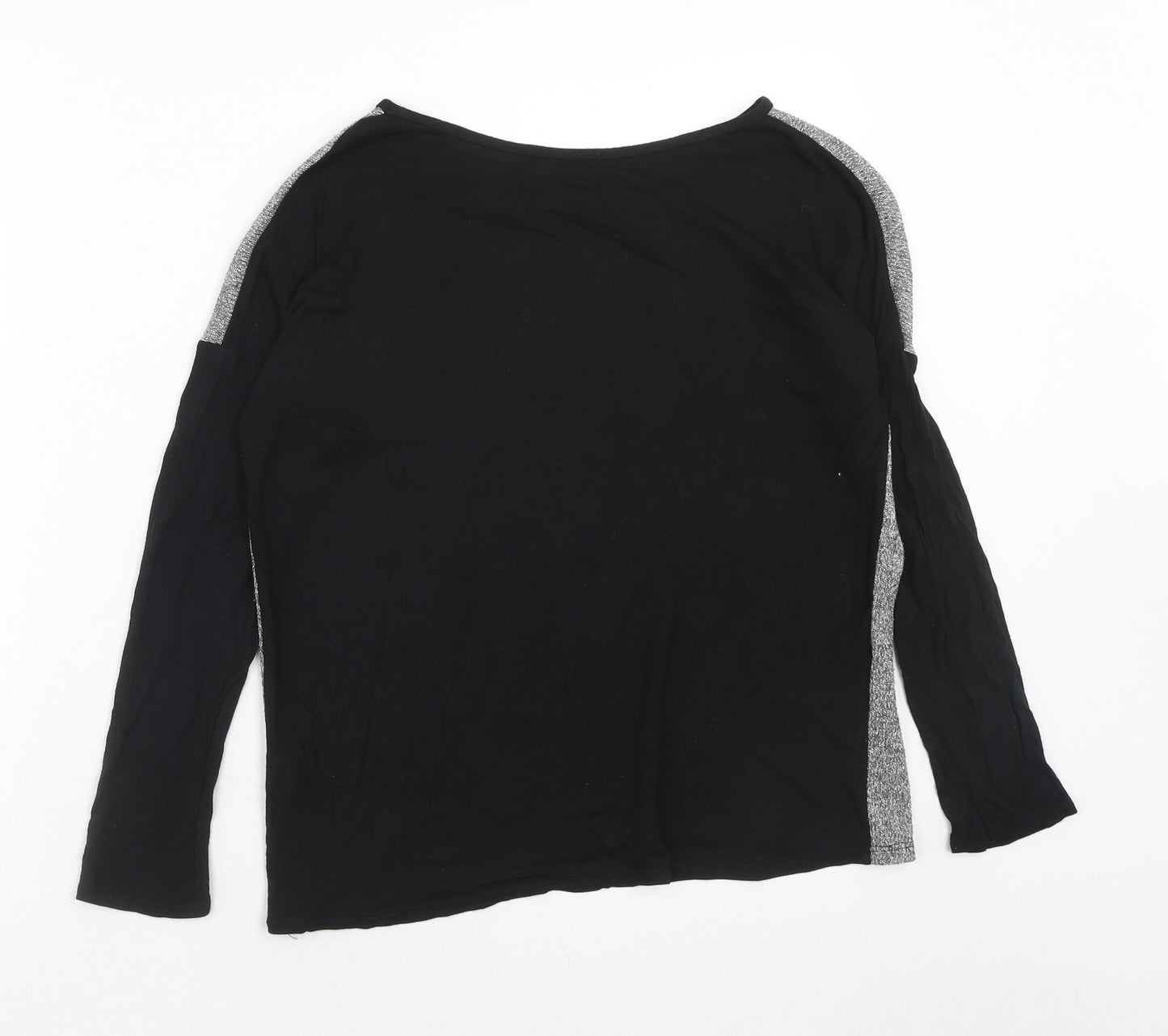 Young Dimension Girls Black Viscose Basic T-Shirt Size 12-13 Years Boat Neck Pullover