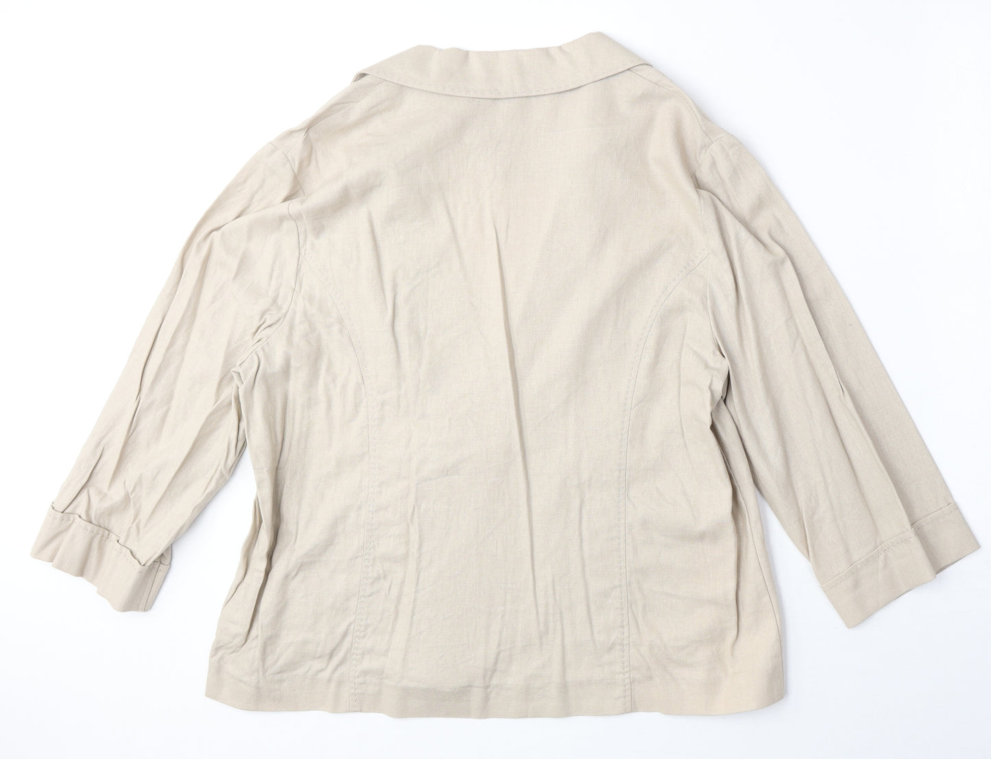 EWM Womens Beige Linen Jacket Blazer Size 18