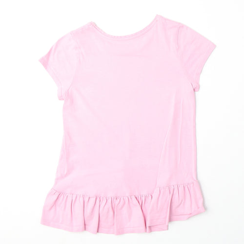 Cynthia Rowley Girls Pink Polyester Basic T-Shirt Size 7-8 Years Round Neck Pullover