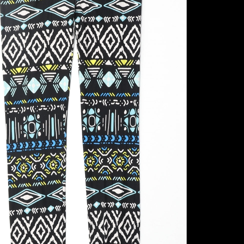 Lee Cooper Womens Black Geometric Polyester Chino Leggings Size L
