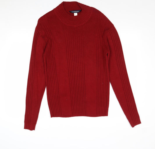 Springfield Mens Red Round Neck Cotton Pullover Jumper Size M Long Sleeve