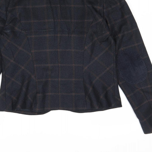 ORSAY Womens Blue Check Polyester Jacket Blazer Size 14