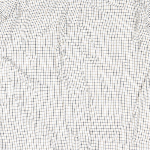 EWM Mens Beige Striped Polyester Button-Up Size L Collared Button