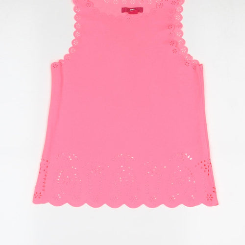 Primark Girls Pink Polyester Basic Tank Size 9-10 Years Round Neck Pullover