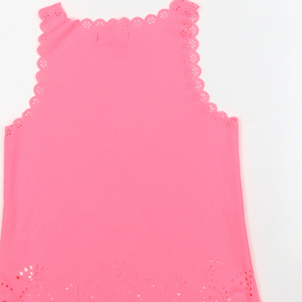 Primark Girls Pink Polyester Basic Tank Size 9-10 Years Round Neck Pullover