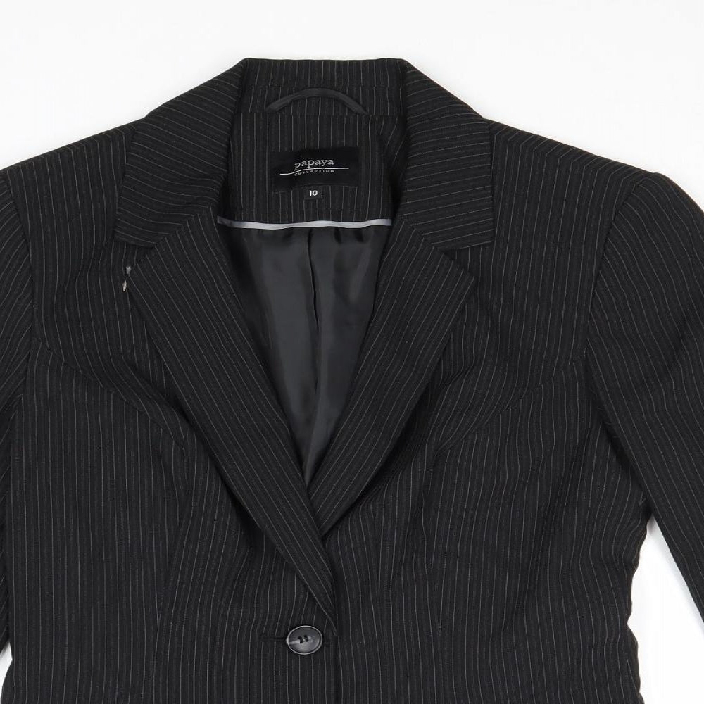 Papaya Womens Black Striped Polyester Jacket Suit Jacket Size 10