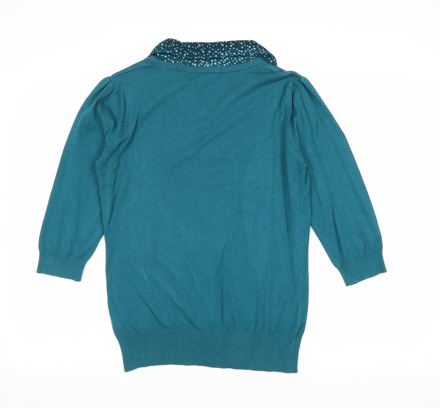Savoir Womens Blue V-Neck Viscose Pullover Jumper Size 16