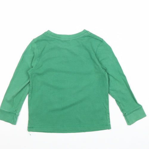 George Boys Green 100% Cotton Basic T-Shirt Size 3-4 Years Round Neck Pullover - Black Mountain