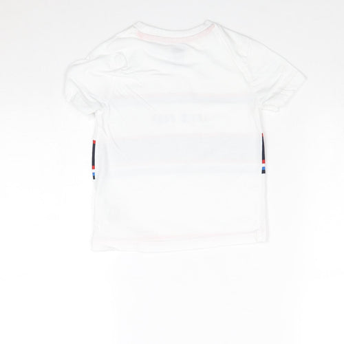 F&F Boys White 100% Cotton Basic T-Shirt Size 3-4 Years Round Neck Pullover - Let's Play