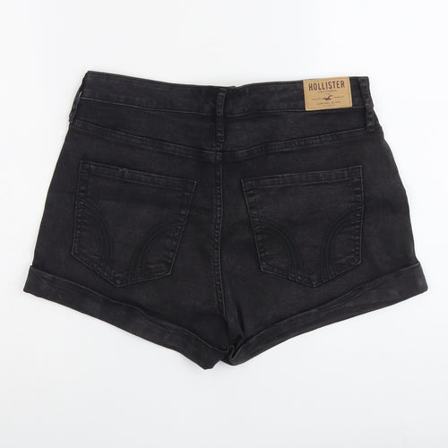 Hollister Womens Black Cotton Mom Shorts Size 29 in L3 in Regular Button