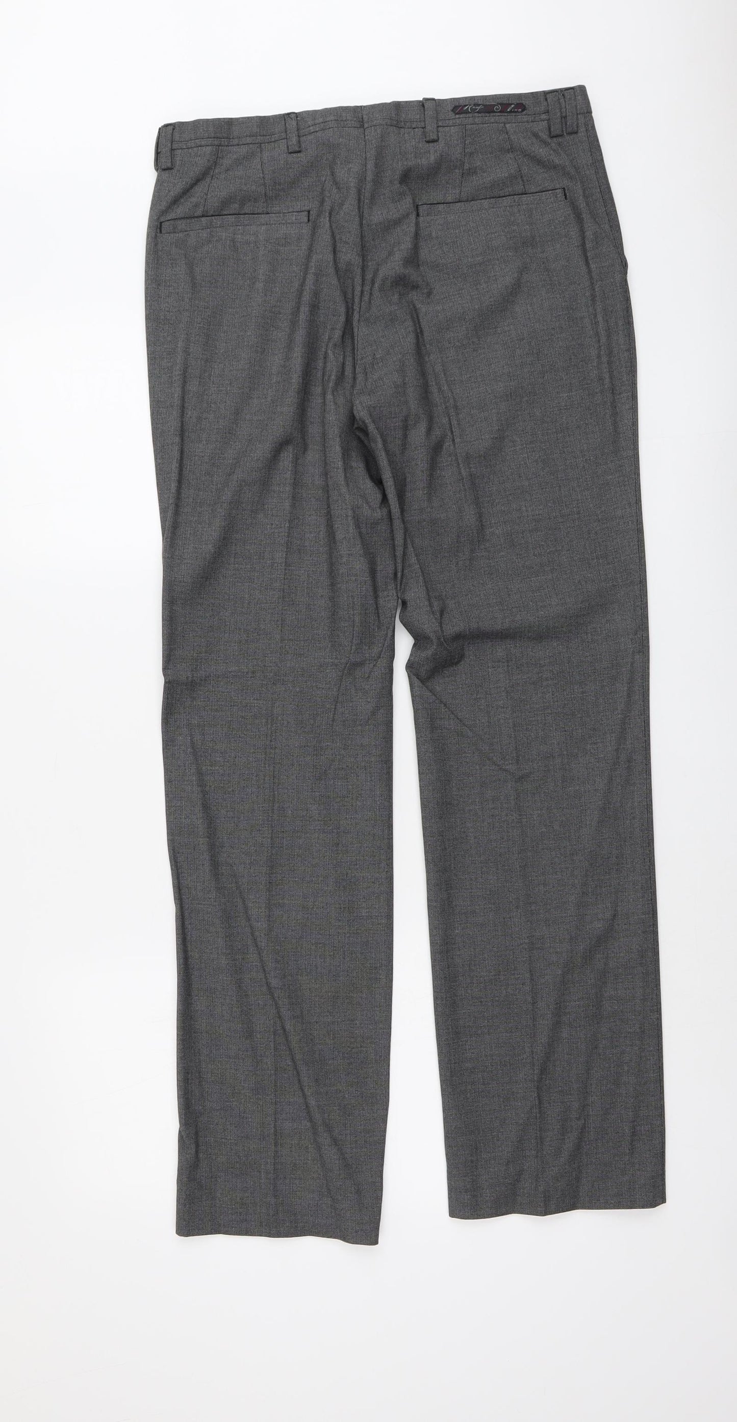 River Island Mens Grey Polyester Dress Pants Trousers Size 32 in L32 in Regular Button