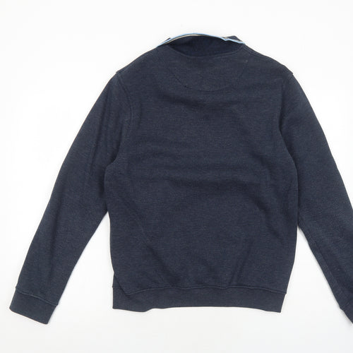 Tom Hagen Mens Blue Geometric Cotton Pullover Sweatshirt Size S