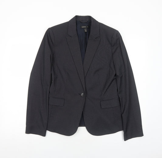 Mango Womens Black Striped Polyester Jacket Suit Jacket Size 12