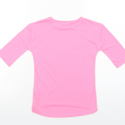 George Girls Pink Polyester Basic T-Shirt Size 6-7 Years Round Neck Pullover - It's Ok Slogan