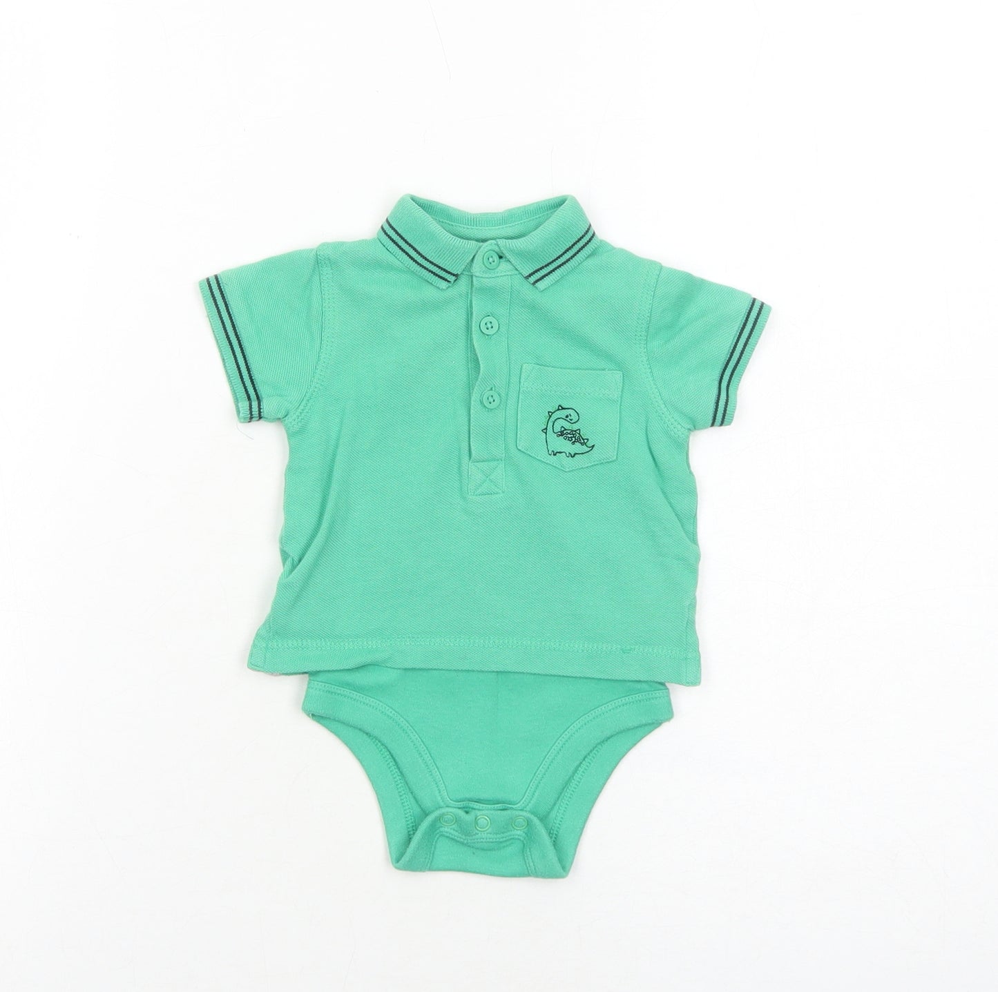 TU Boys Green Cotton Babygrow One-Piece Size 3-6 Months Button