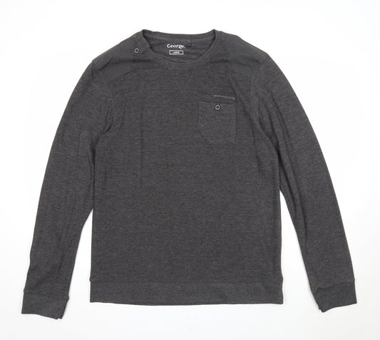 George Mens Grey Geometric Polyester Pullover Sweatshirt Size L