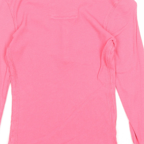 Cherokee Girls Pink Cotton Basic T-Shirt Size 12-13 Years Boat Neck Button