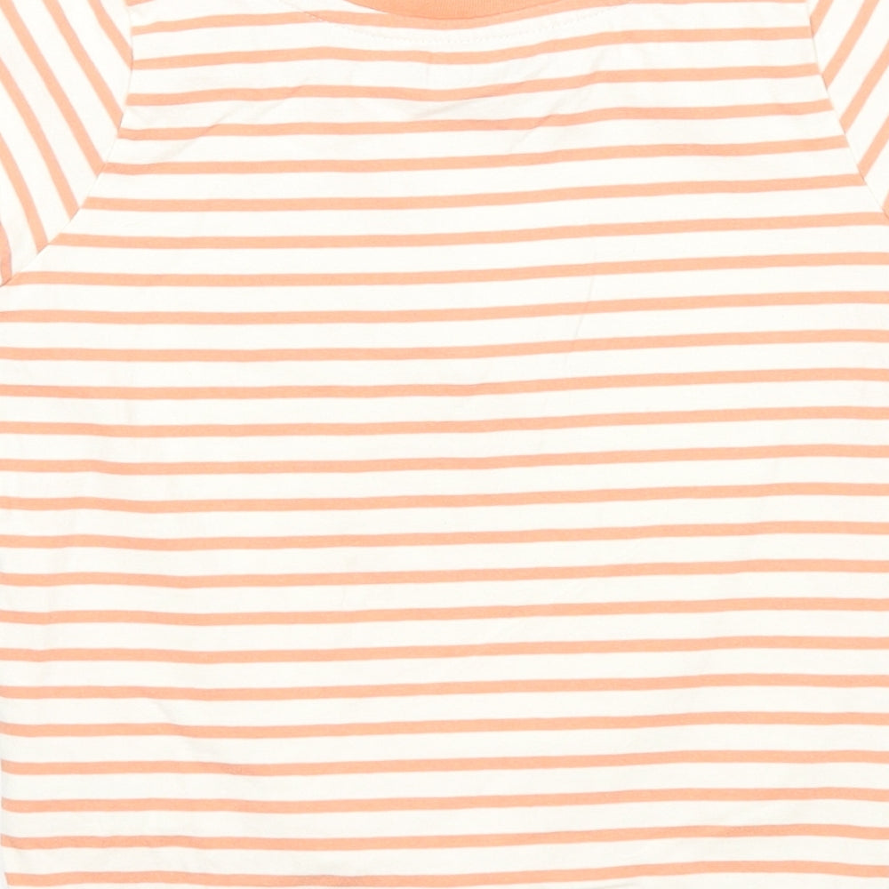 Nutmeg Girls Orange Striped Cotton Basic Tank Size 5-6 Years Round Neck Pullover - Knot Front