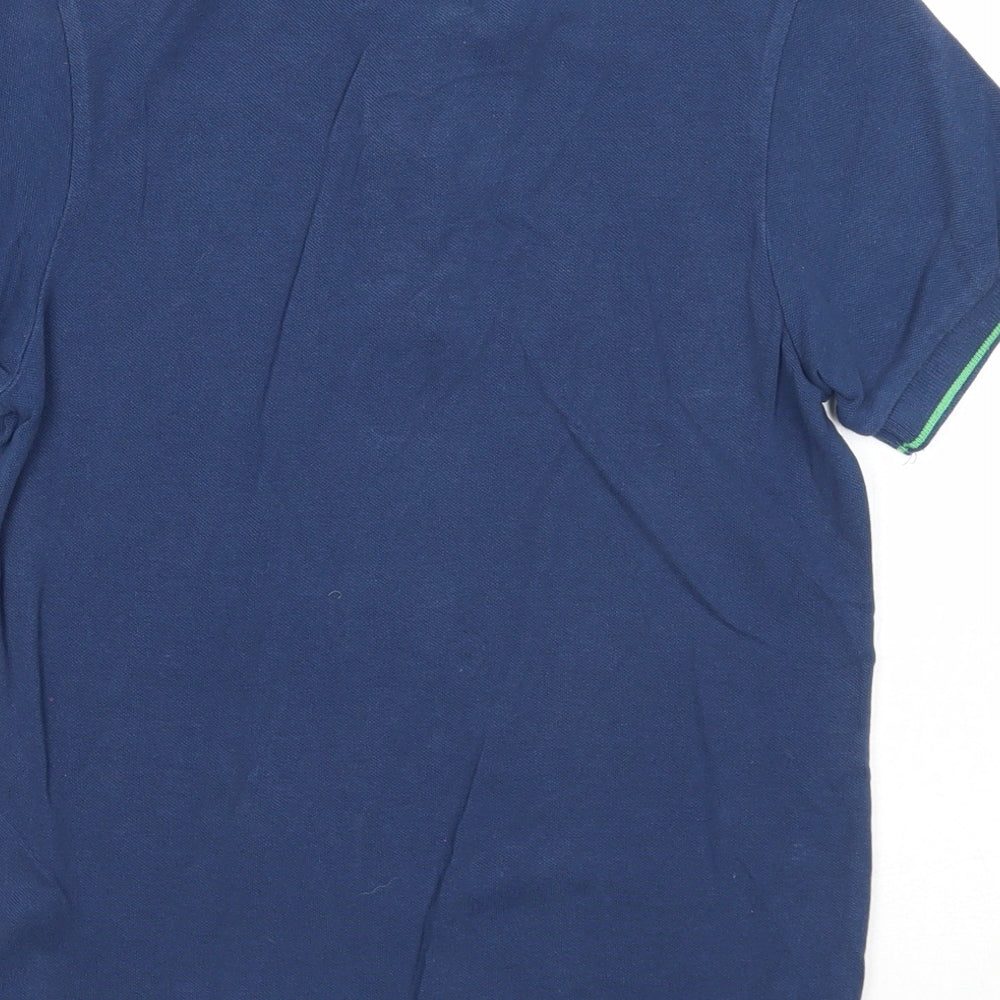 Dissident Boys Blue Cotton Basic Polo Size 7-8 Years Collared Button