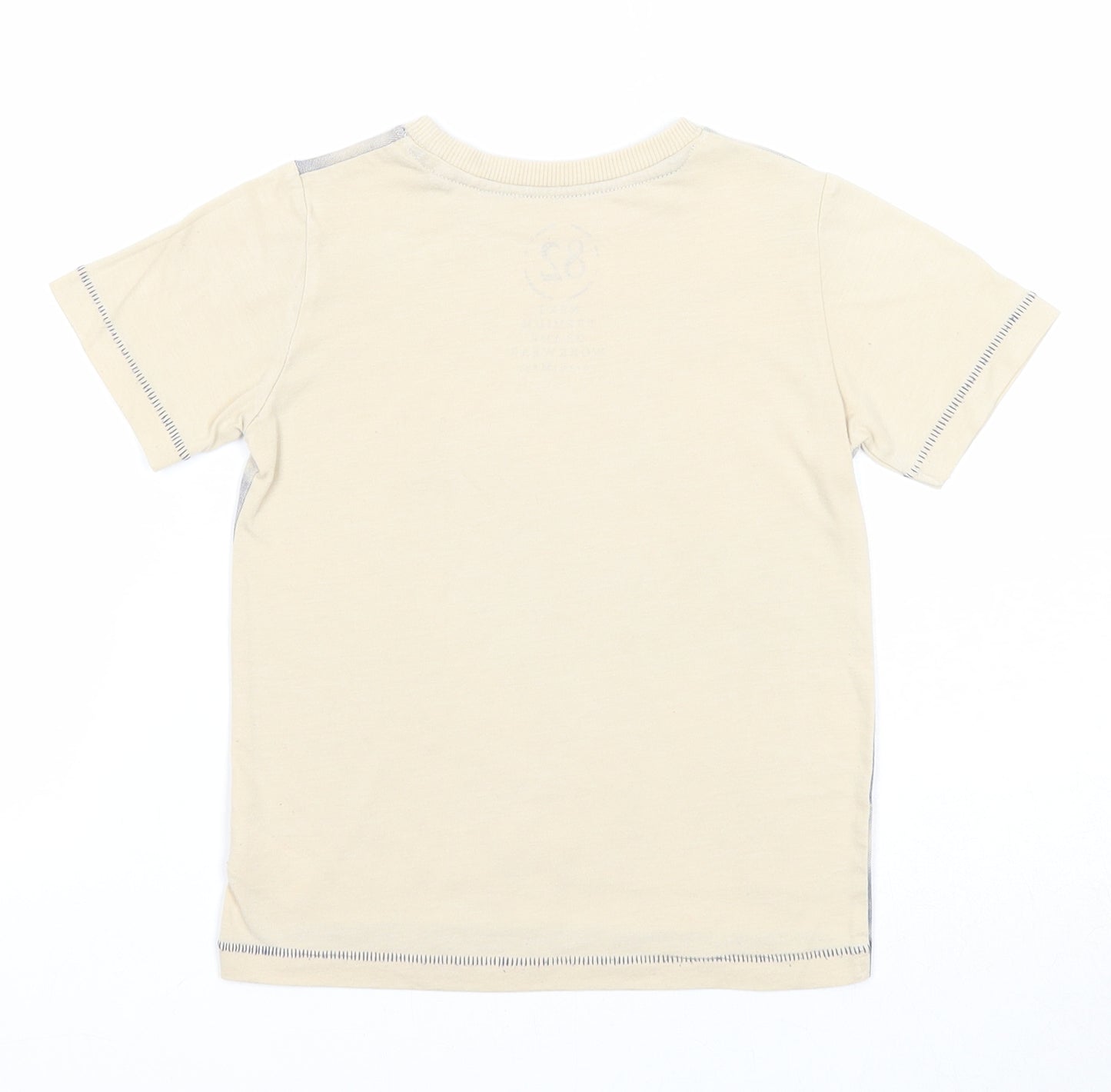 NEXT Boys Beige Cotton Basic T-Shirt Size 3 Years Round Neck Pullover - Chimp