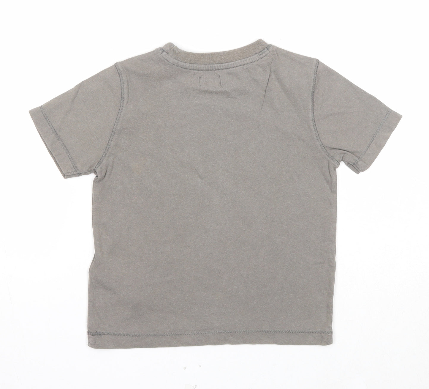 F&F Boys Grey Cotton Basic T-Shirt Size 2-3 Years Round Neck Pullover