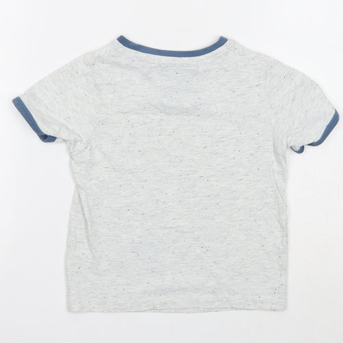 TU Boys Grey Cotton Basic T-Shirt Size 2-3 Years Round Neck Pullover - Dinosaur