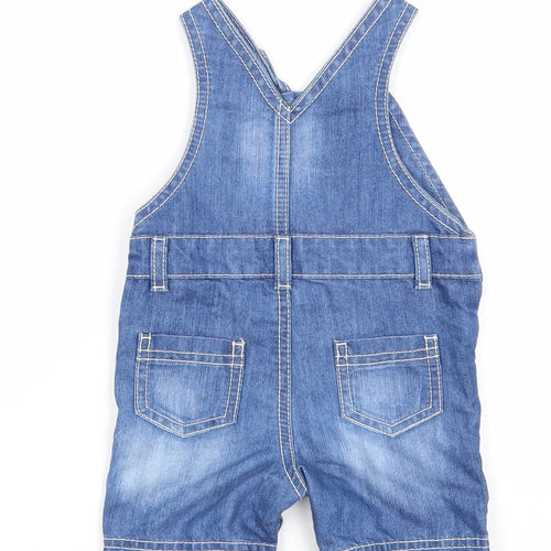 F&F Boys Blue Cotton Dungaree One-Piece Size 3-6 Months Button