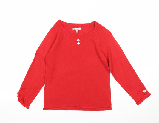 Essentiel Girls Red Round Neck Acrylic Pullover Jumper Size 4 Years Pullover