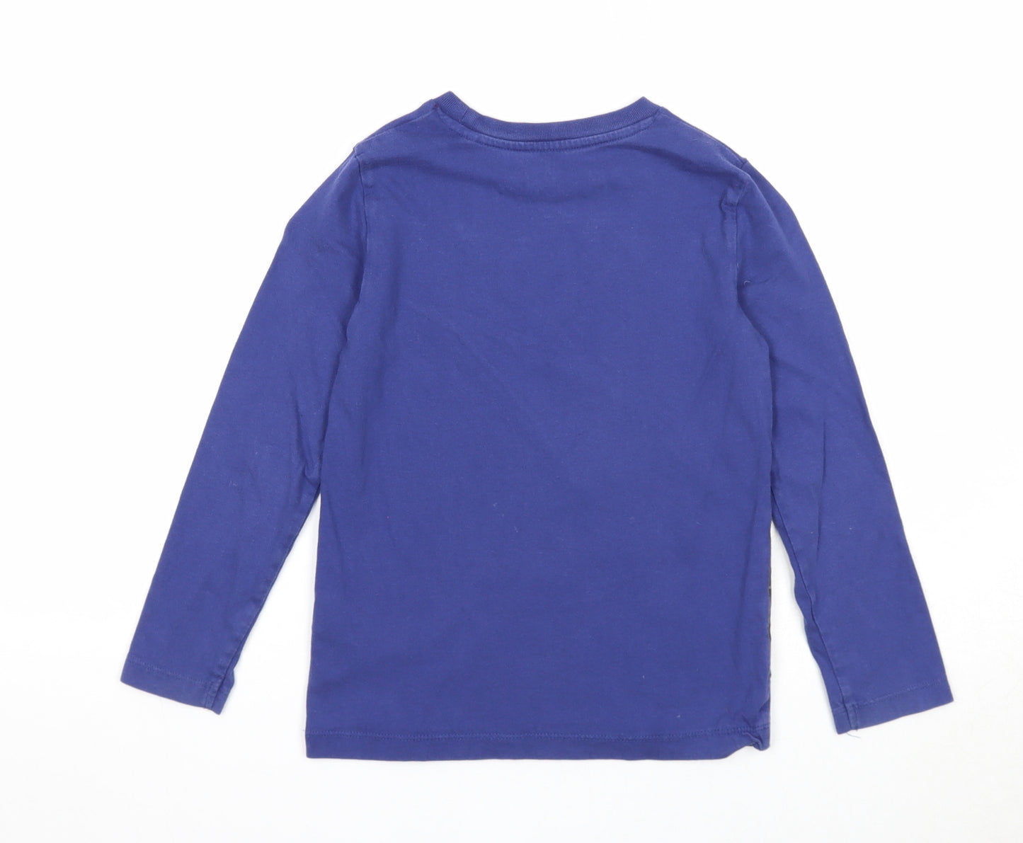Mini Boden Boys Blue Cotton Basic T-Shirt Size 6-7 Years Round Neck Pullover - Reindeer Christmas