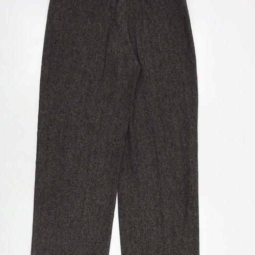 Roman Originals Womens Brown Geometric Viscose Trousers Size 12 Regular Zip