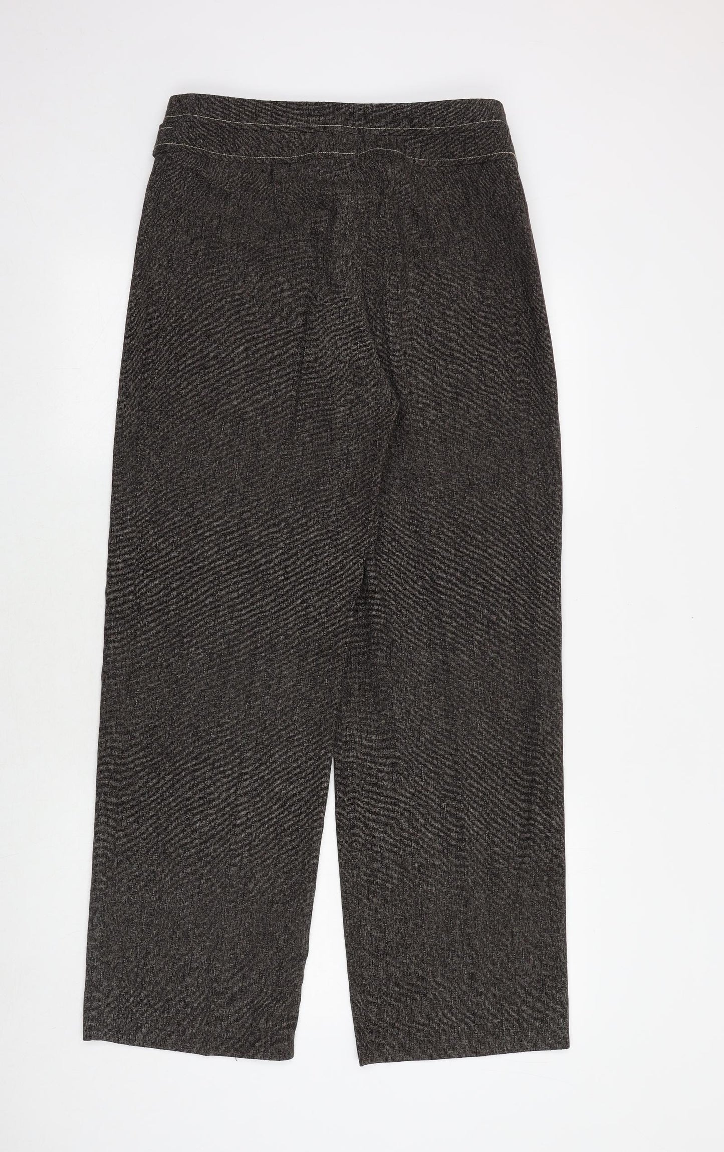 Roman Originals Womens Brown Geometric Viscose Trousers Size 12 Regular Zip