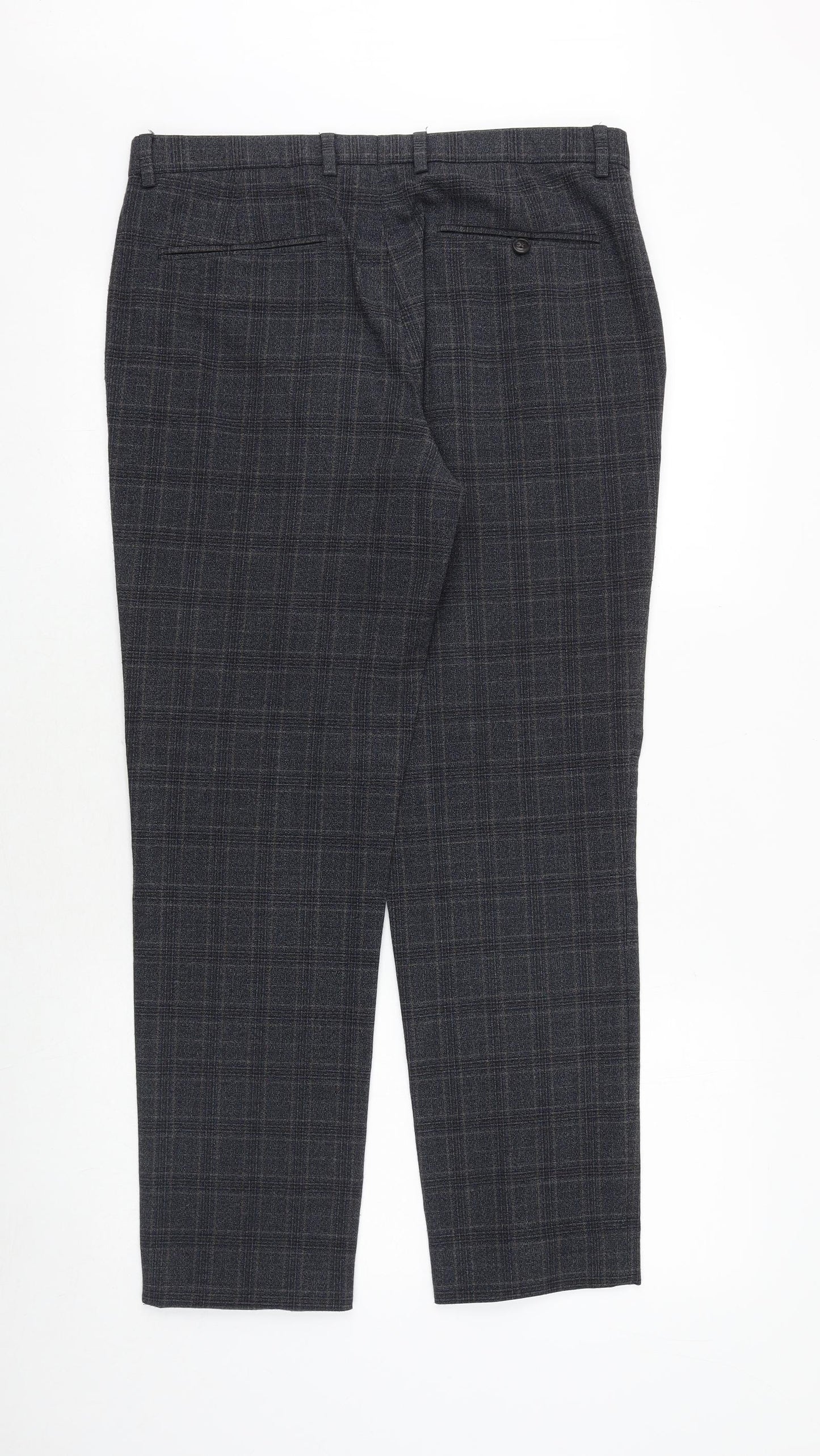 Burton Mens Blue Plaid Polyester Chino Trousers Size 32 in Regular Zip