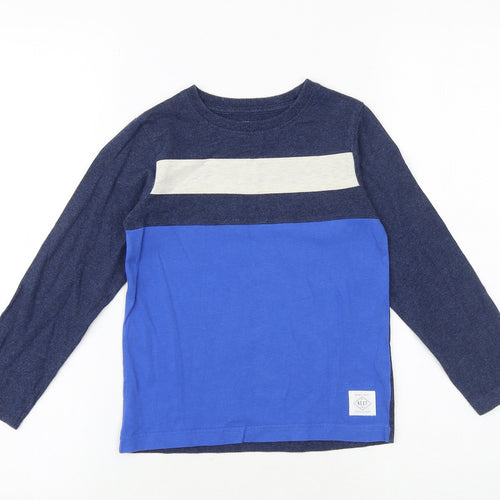 NEXT Boys Blue Geometric 100% Cotton Basic T-Shirt Size 6 Years Round Neck Pullover