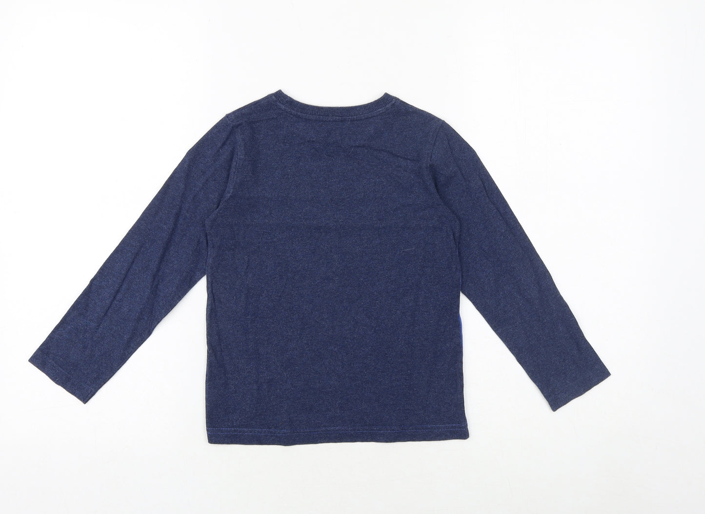 NEXT Boys Blue Geometric 100% Cotton Basic T-Shirt Size 6 Years Round Neck Pullover