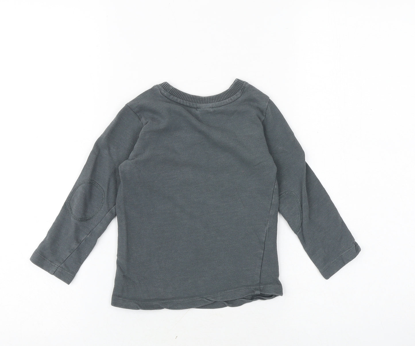 Mini Club Boys Grey 100% Cotton Basic T-Shirt Size 3-4 Years Round Neck Pullover